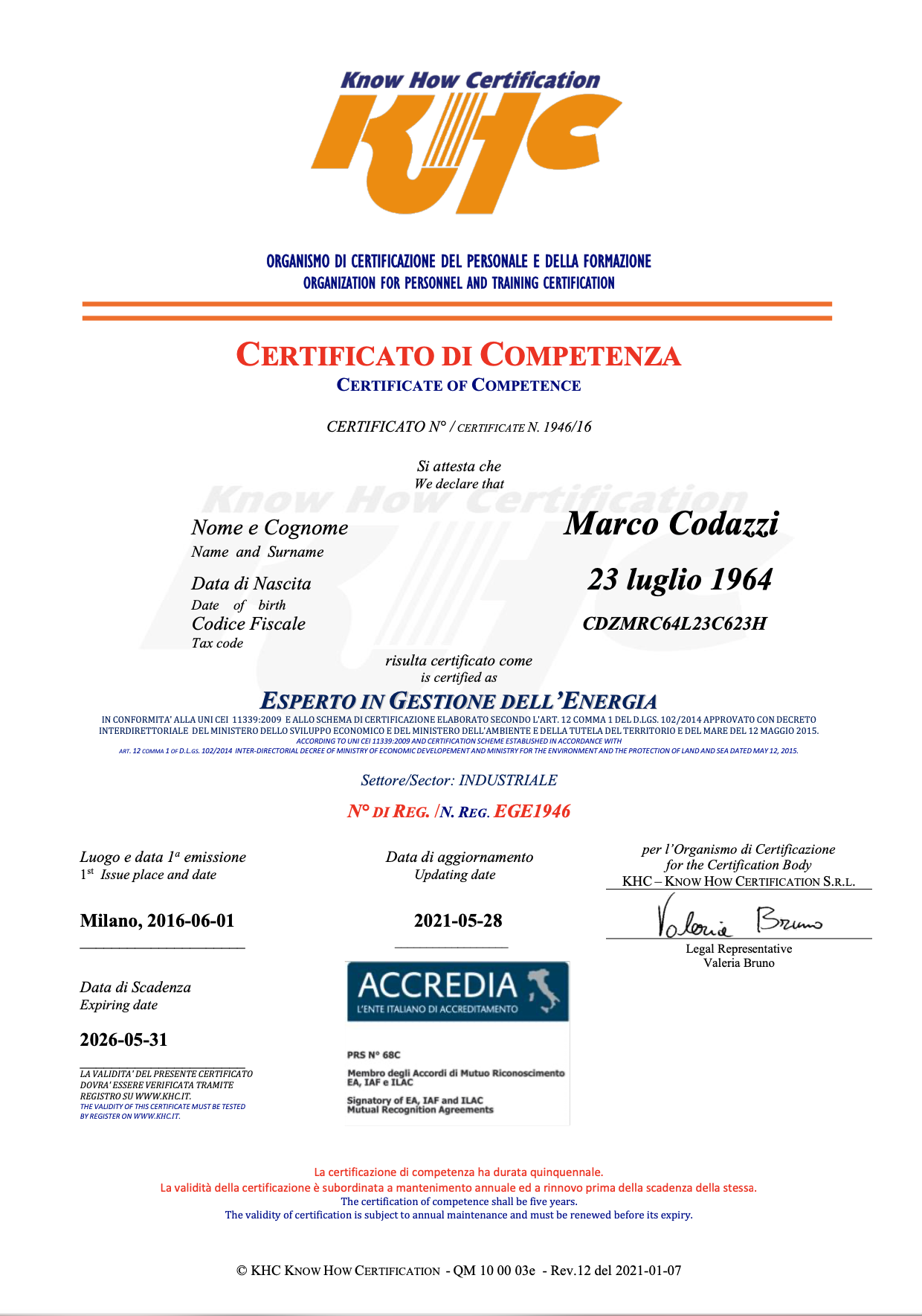 Certificato di competenza industriale Certificato di competenza industriale