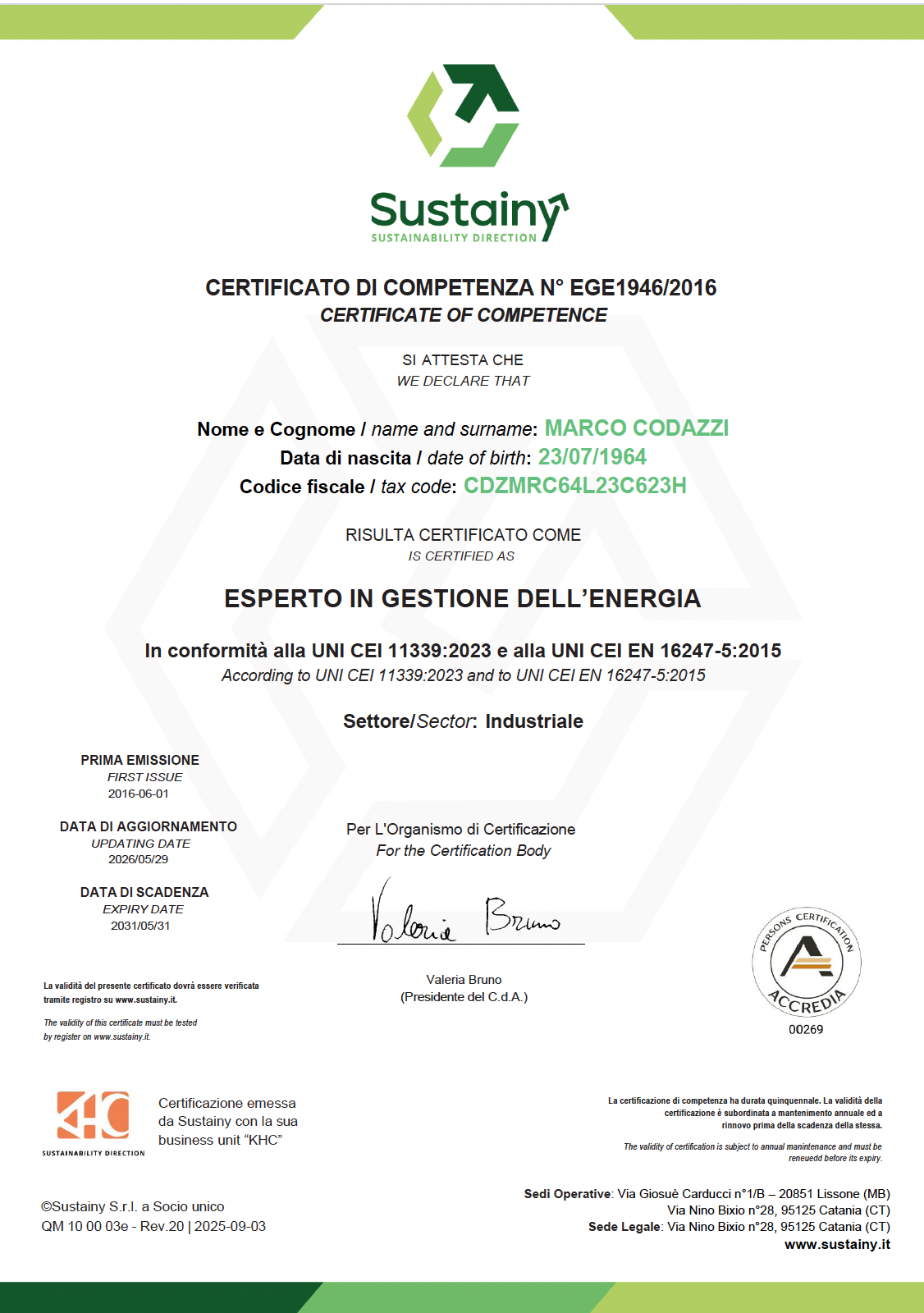 Certificato di competenza civile