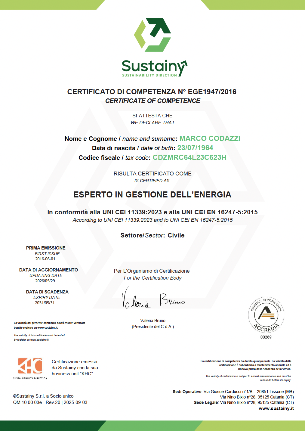 Certificato di competenza industriale